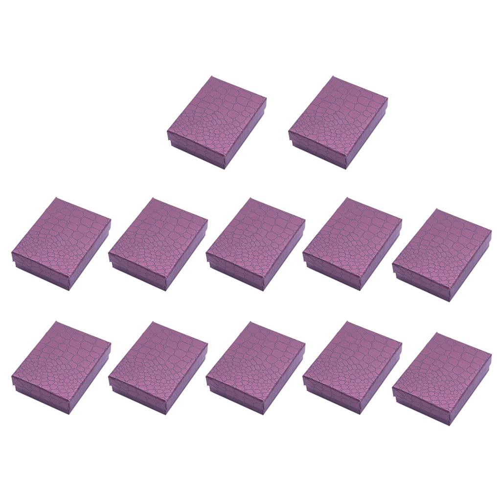 12pcs Cardboard Jewelry Box w/ Sponge Rings Box Square Gift Box Purple