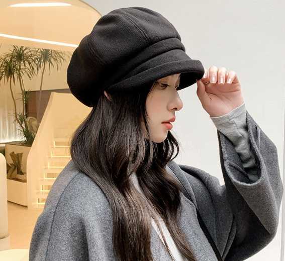 Mũ bê rê nữ có vành phong cách Hàn màu đen, nón nồi có vành nữ mẫu mới