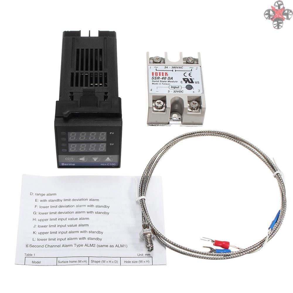 Bộ Điều Khiển Nhiệt Độ Nhiệt Rex-C100Fd02-Vxan Ssr-40 Da + Đầu Dò