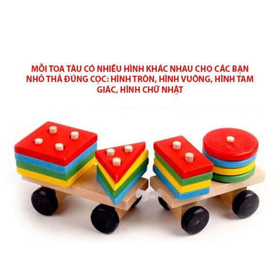 Đồ Chơi Giáo Dục Đoàn Tàu Gỗ Thả Hình Khối Nhiều Màu Sắc - Đồ Chơi Gỗ Thông Minh Cho Bé