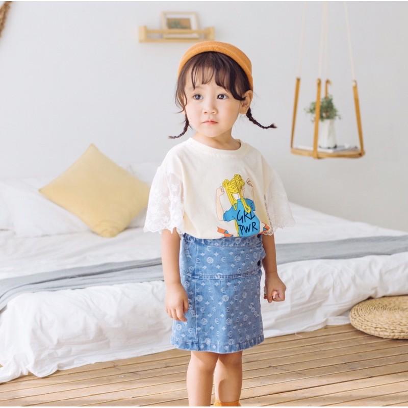 Chân váy denim phong cách Hàn Quốc dành cho bé gái 6-15kg