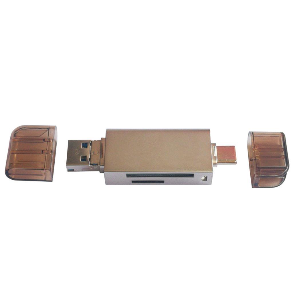3 in 1 USB Type C/USB/Micro USB TF SD Memory Card Reader OTG Adapter