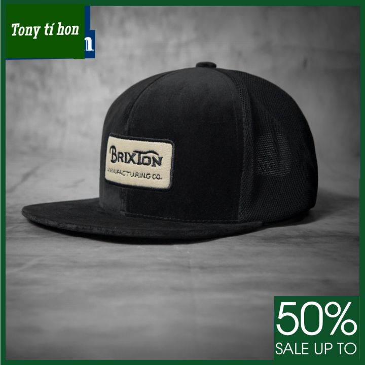 Tony tí hon -  Mũ nón kết lưỡi trai snapback BRIX.TOn đen nhãn nâu nhạt thời trang nam nữ cao cấp