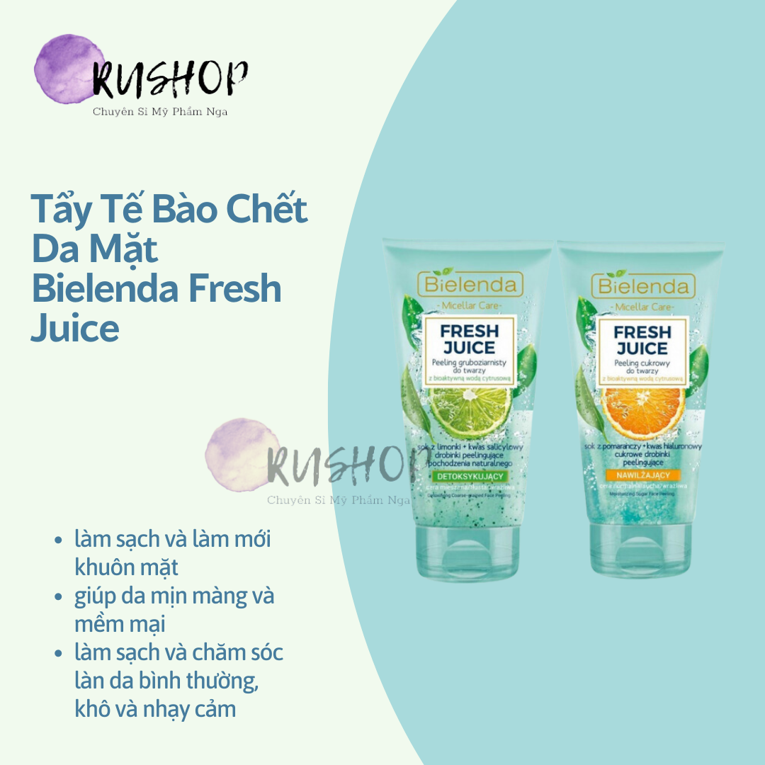 Tẩy da chết mặt Bielenda Fresh Juice cấp ẩm làm sạch, thải độc