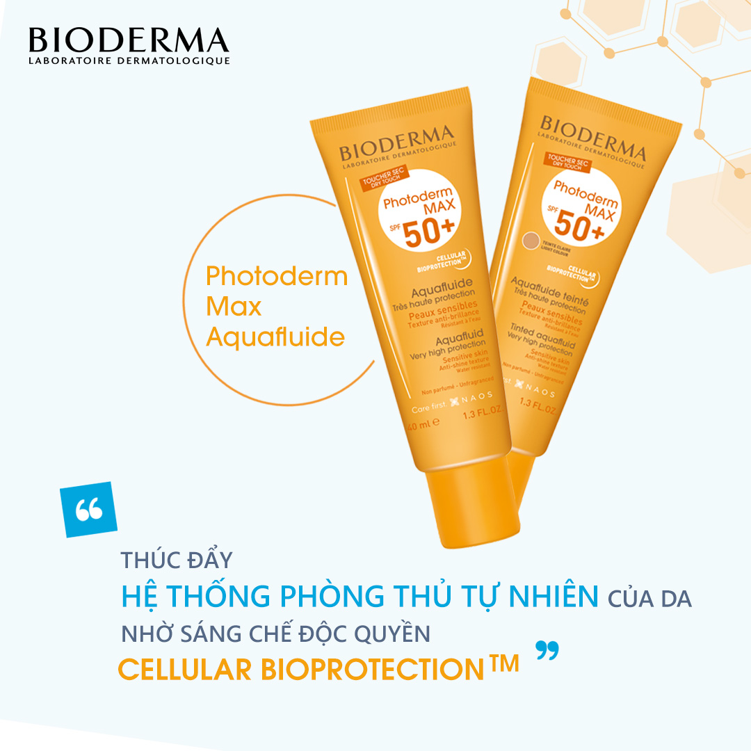 Kem Chống Nắng Bioderma Không Màu Photoderm MAX Aquafluide SPF 50+ 40ml + Tặng Kèm Túi Đựng Mỹ Phẩm Cao Cấp