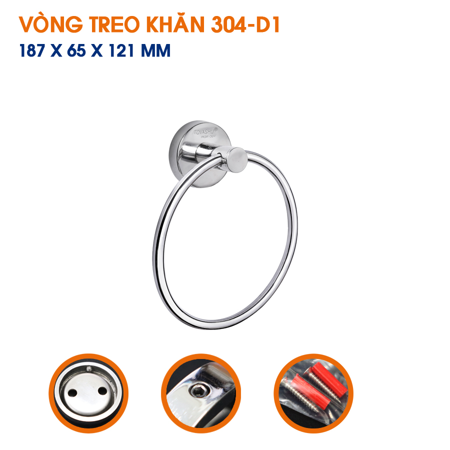 Vòng treo khăn nhiều mẫu inox 304 TOVASHU - Vòng chữ nhật bas tròn nhỏ