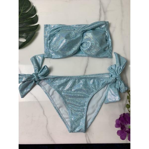 Bikini 2 mảnh áo xoắn cup ngực quần buộc nơ