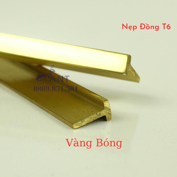 Nẹp Đồng T6 Vàng Bóng, Nẹp đồng chữ T, Nẹp đồng chống trơn, giá 1m