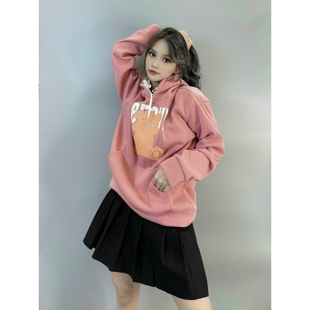 Áo Khoác Hoodie Nỉ Bear Bechy Form rộng Unisex Nam Nữ Couple đều mặc được