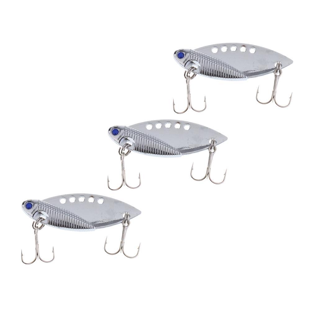 3Pcs Silver Minnow Spoon Hard Bait Metal Fishing Lures Baits with Treble Hooks Suit for Pike, Largemouth Bass, Walleye, Salmon and Trout Fishing