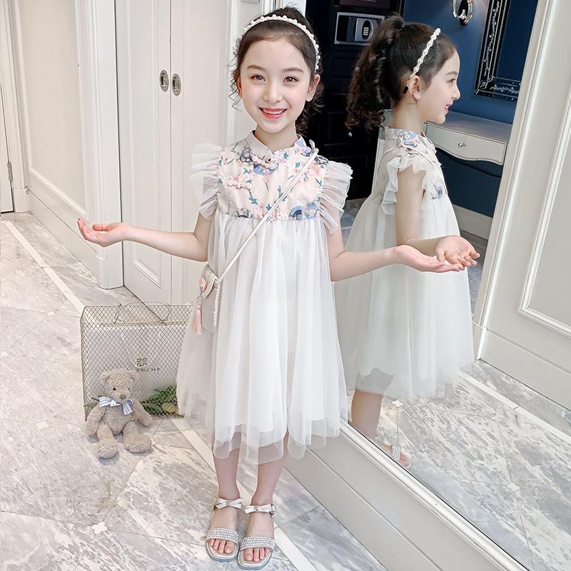 Đầm công chúa sườn xám hoa anh đào cho bé gái size 20-30kg hàng Quảng Châu cao cấp