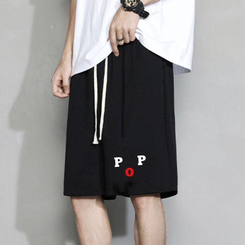 Quần short thun unisex nam ống rộng màu đen có bigsize đến 100kg