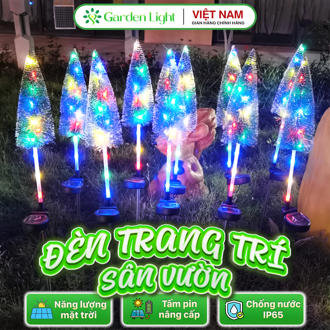 Đèn trang trí năng lượng mặt trời Cây thông, tiết kiệm điện, bóng siêu sáng, chống thấm nước - DA3202