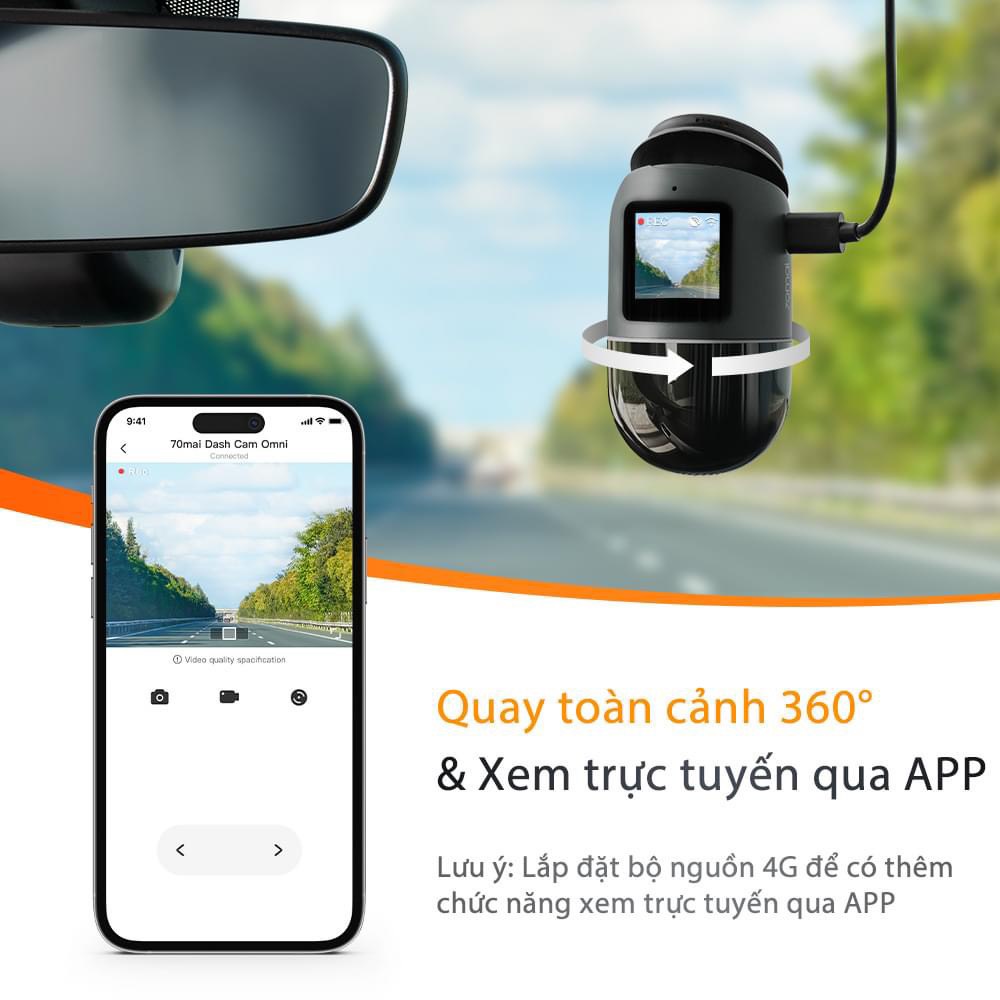 Camera hành trình ô tô Sothing 70mai Omni X200 giám sát từ xa, xoay 360- Hàng chính hãng