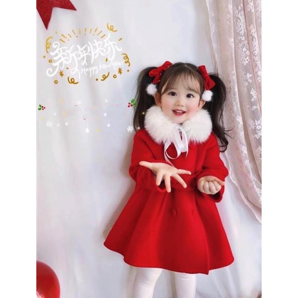 Hàng Cao Cấp Áo Dạ Đỏ 2 Lớp Siêu Xinh Cho Bé Yêu diện Noel - Tết - Đỏ đô