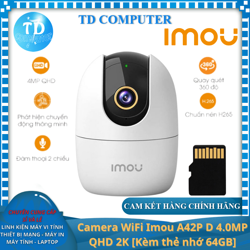 Camera Wifi Imou A42P-D 4.0Mp ~ Chuẩn QHD 2K Đèn hồng ngoại Âm thanh 2 chiều - Hàng chính hãng FPT phân phối