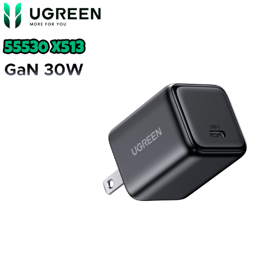 Củ sạc nhanh Nexode Mini 30W GaN USB-C Ugreen 55530 X513, Chân dẹt không gập - Hàng Chính hãng
