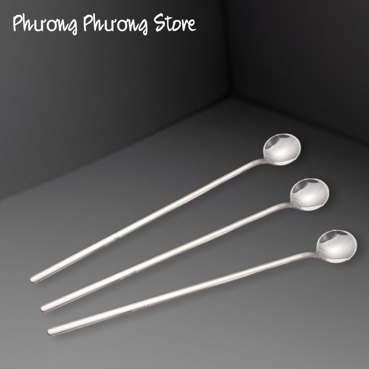 COMBO Muỗng Thìa Cà Phê Cán Dài INOX304 Đầu Tròn 24,5 cm Cao Cấp