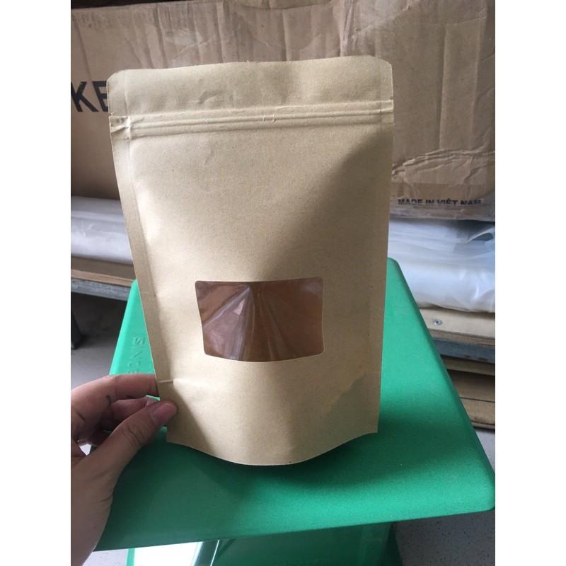 1kg zip giấy có cửa sổ/ Túi zip giấy kraft có cửa sổ đựng hoa quả sấy, hạt khô