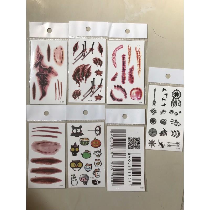 Set Nhiều Mẫu anime, hình xăm halloween 3D Hình Xăm Dán, Hình Xăm henna mini Tattoo Cao Cấp