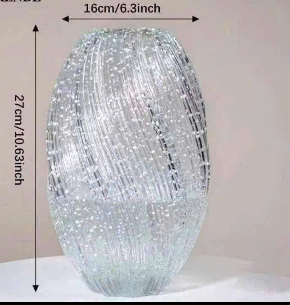 Lọ hoa thủy tinh xoắn phát sáng buổi tối, deco không gian nhà cửa chill đẹp