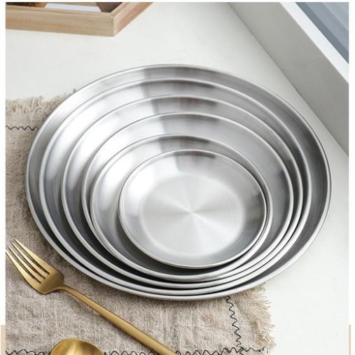 Set 5 Đĩa Inox Tròn Hàn Quốc đựng thức ăn hoa quả