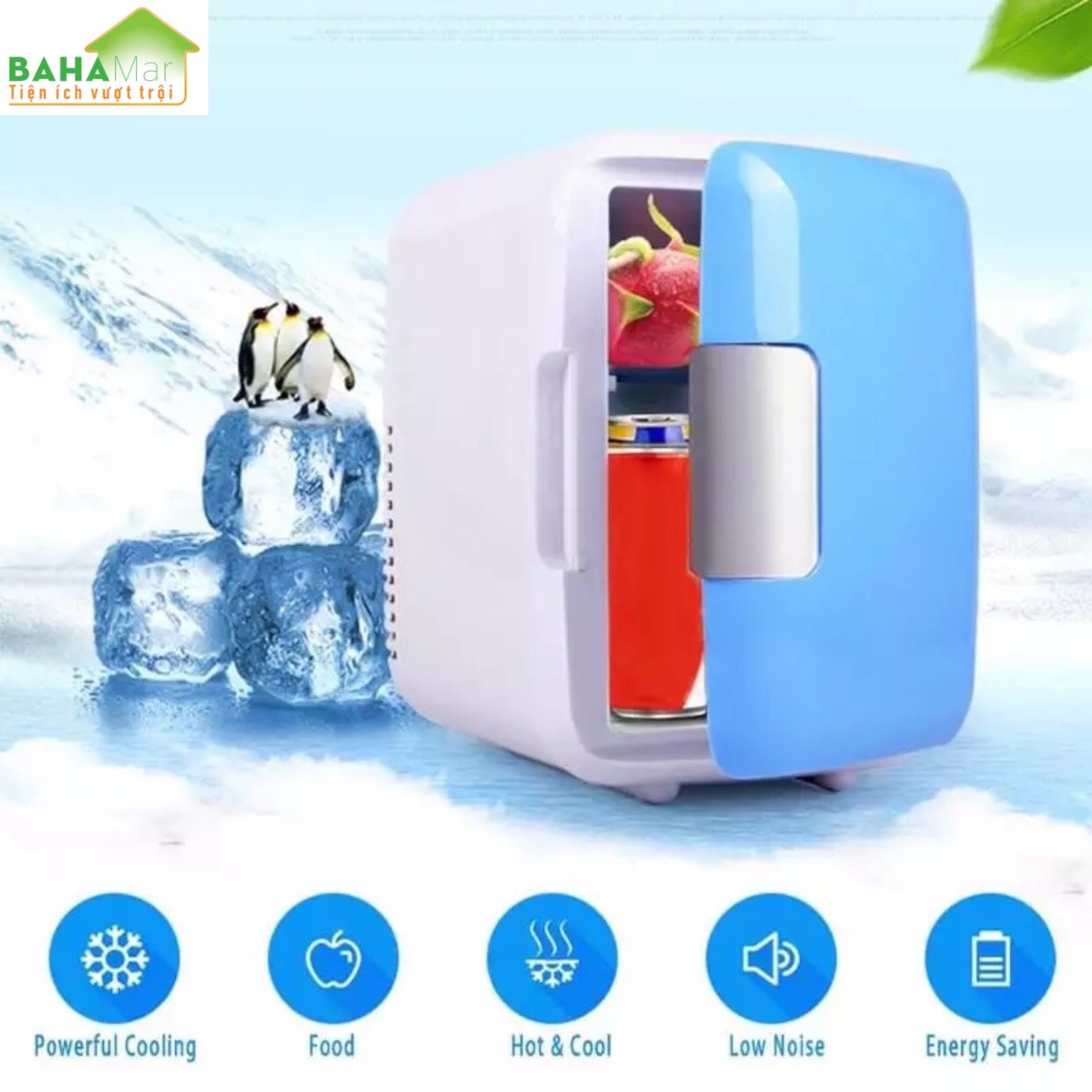 TỦ LẠNH MINI 4L ĐỂ TRÊN XE HƠI, PHÒNG NGỦ, BẢO QUẢN MỸ PHẨM "BAHAMAR"