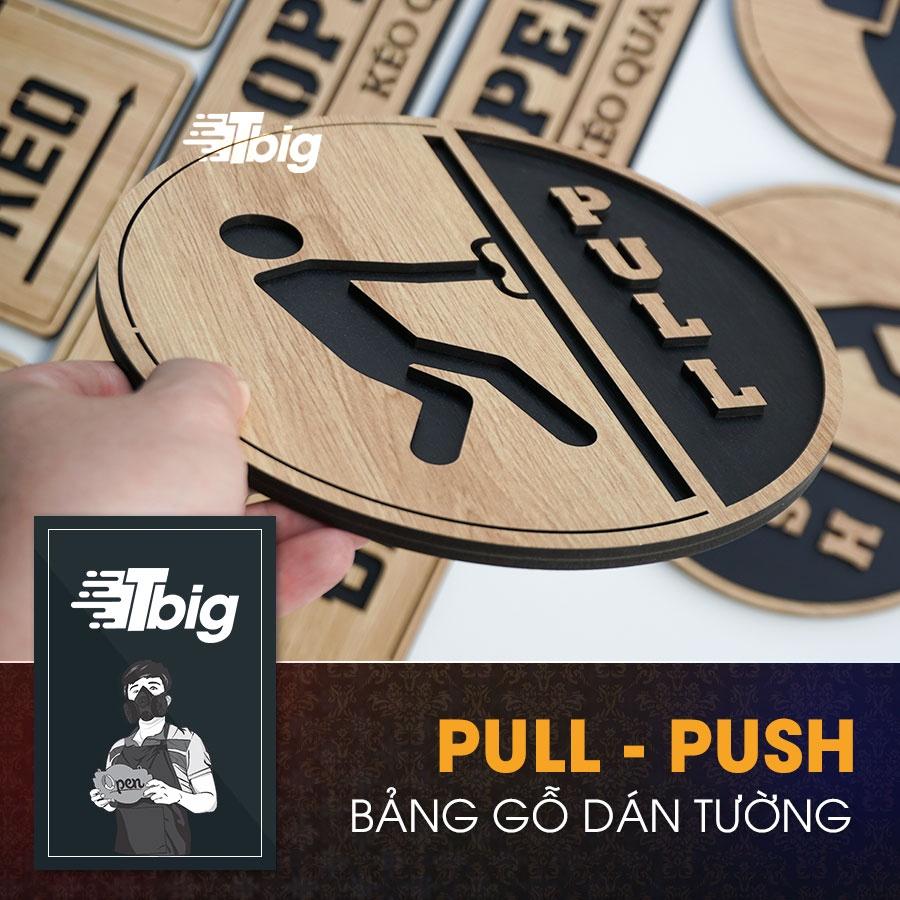 Bảng pull push tròn dán cửa bằng bằng keo hai mặt siêu dính lắp đặt dễ dàng tiện dụng