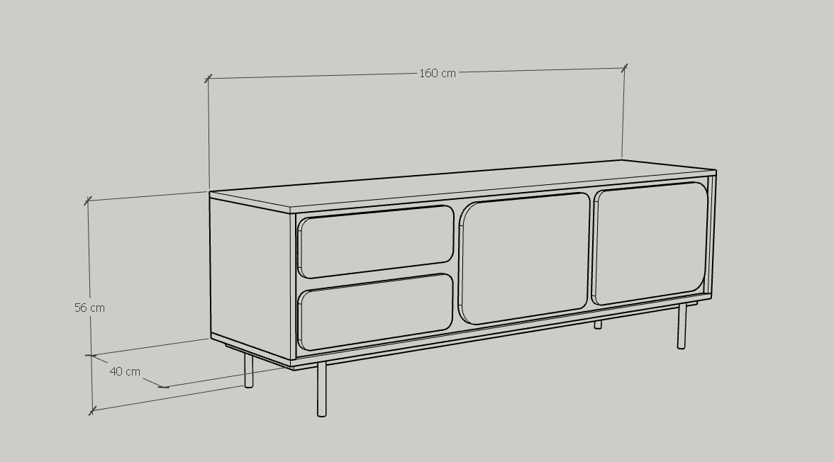 [Happy Home Furniture] SWEETY , Tủ TV 2 cánh mở - 2 ngăn kéo - chân sắt , 160cm x 40cm x 56cm ( DxRxC), KTV_016