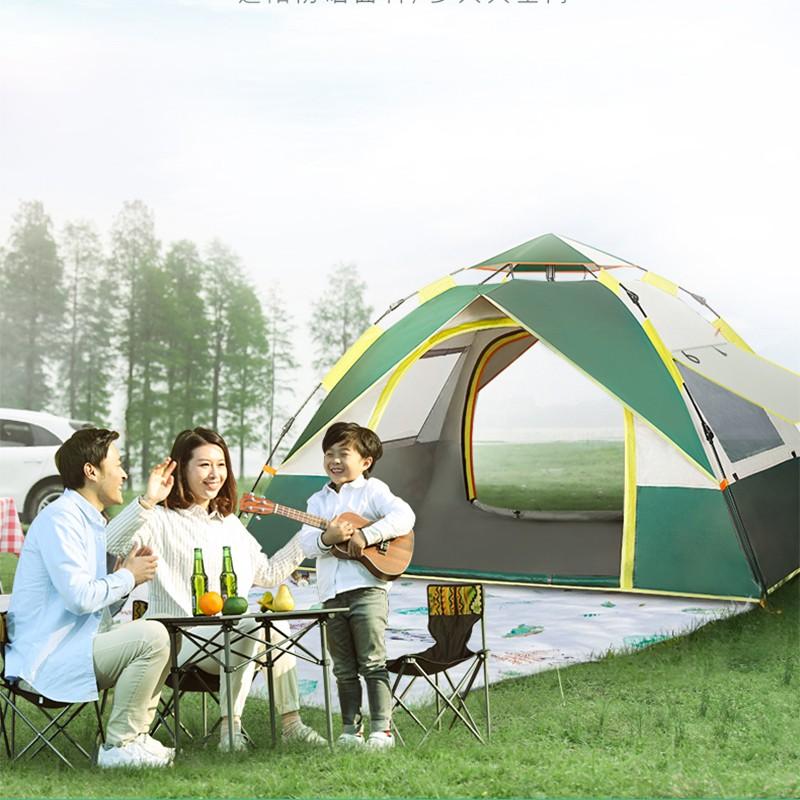Lều cắm trại 3 cửa sổ kích thước 2mx2m cho 3-5 người vải dù 2 lớp 200T chống tia UV