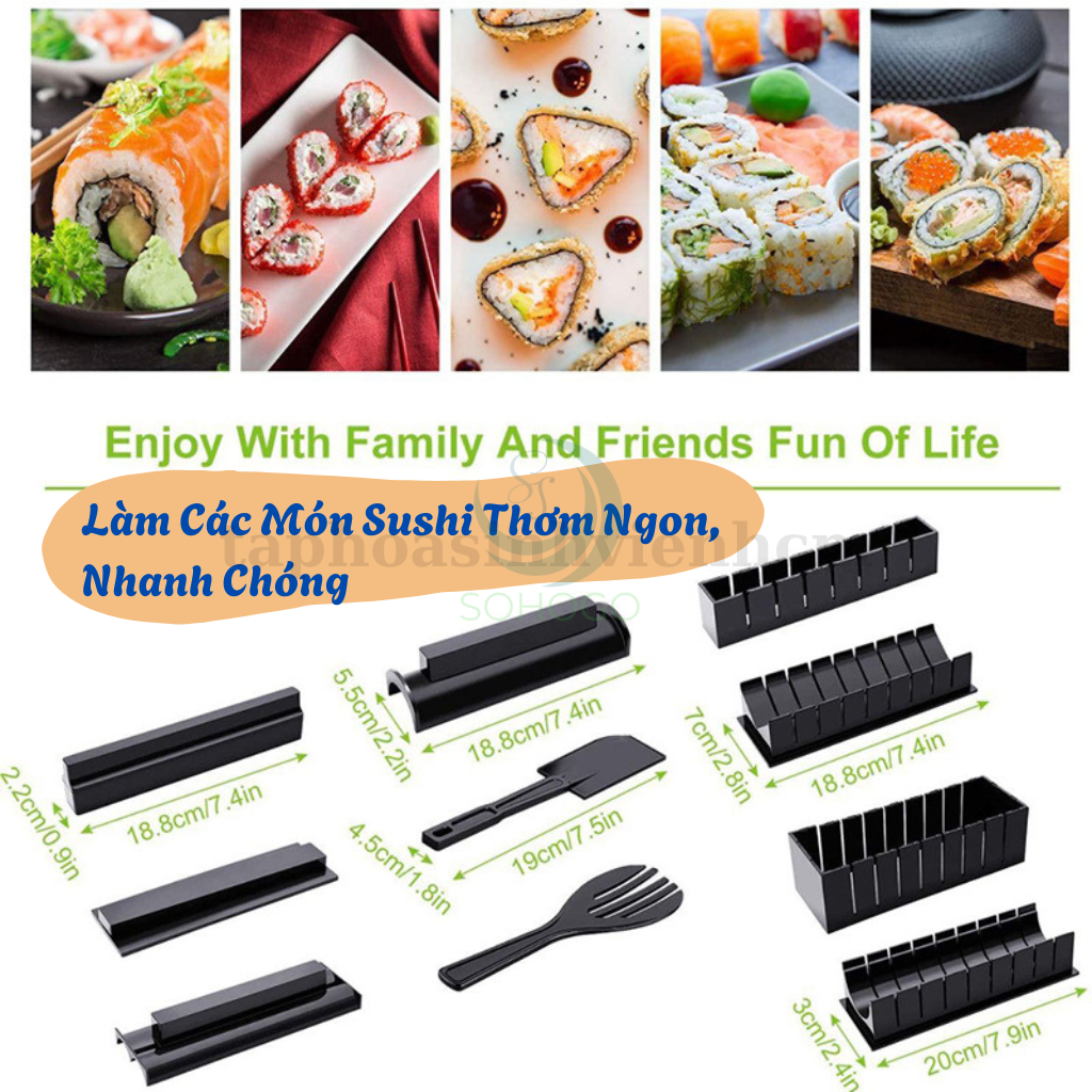 Bộ Khuôn Làm Sushi 10 Món Đa Hình Dạng Dụng Cụ Làm Sushi 10 Món  Nhanh Gọn, Tiện Lợi Khuôn Sushi 10 Món  Dễ Dàng Tạo Hình Đẹp Bộ Làm Sushi 10 Món  Chất Liệu Nhựa ABS An Toàn SushiSet 10  Đầy Đủ Dụng Cụ Làm Sushi Tại Nhà – 10 MÓN KHÔNG DAO