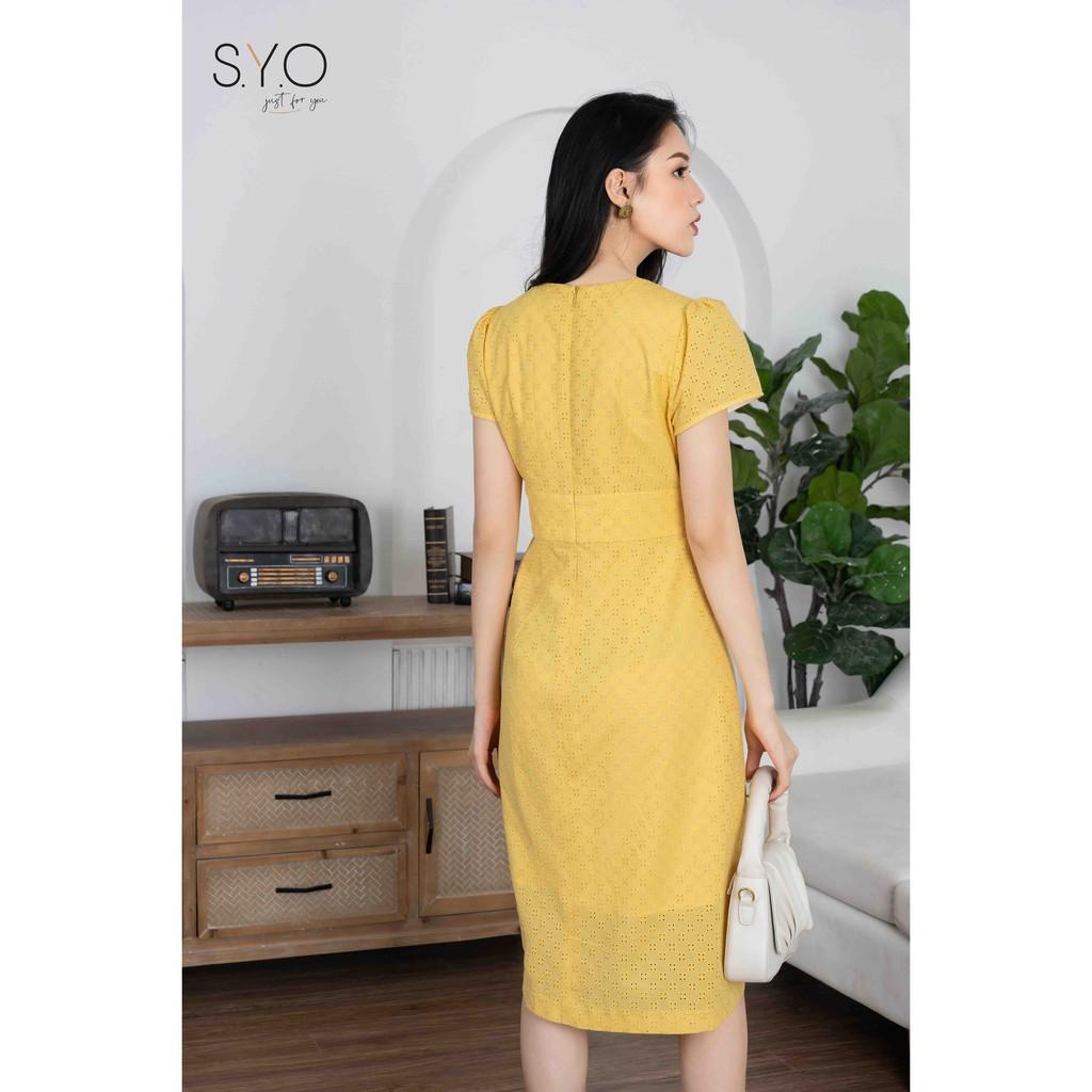 Đầm A vải thô thêu đục lỗ SYO D3012-21