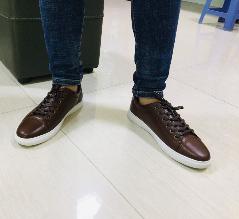 Giày thể thao nam da bò thật nguyên tấm, đế cao su - Giầy Sneaker nam cao cấp