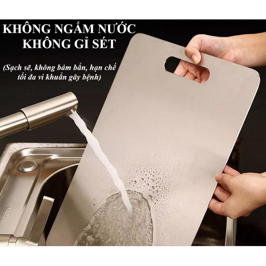 THỚT INOX 304 CAO CẤP SIZE LỚN Kháng Khuẩn Cường Lực- Vệ Sinh Dễ Dàng- Rã Đông Nhanh - Chống Ẩm Mốc ❖Khuyenmai2