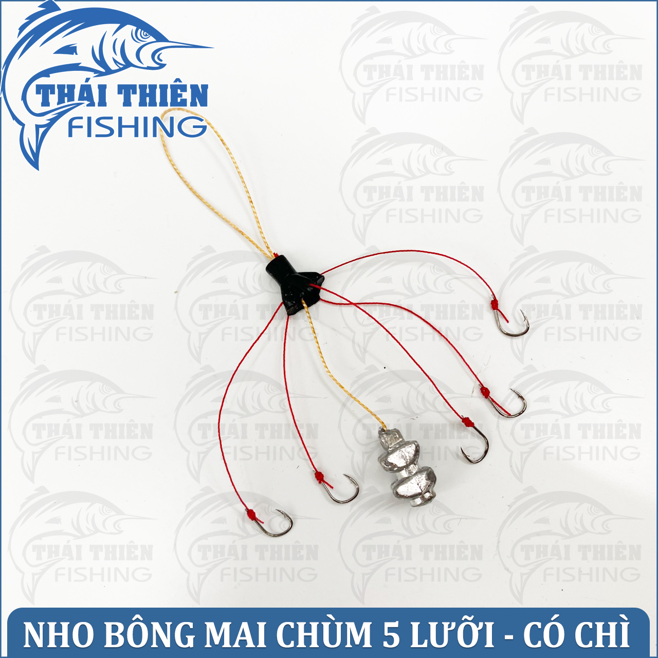 Bộ 2 Chùm Nho Bông Mai Sói Đầu Đàn Chùm 5 Lưỡi Có Sẵn Chì Dùng Câu Cần Tay, Máy