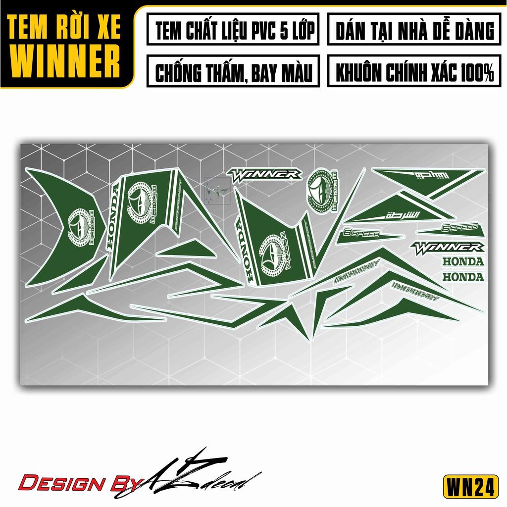 Tem Rời Dán Xe Winner V1 / 150 Mẫu 6SPeed | WN24 | Decal Chế Xe Máy Chất Liệu PVC Cao Cấp - Xanh Trắng