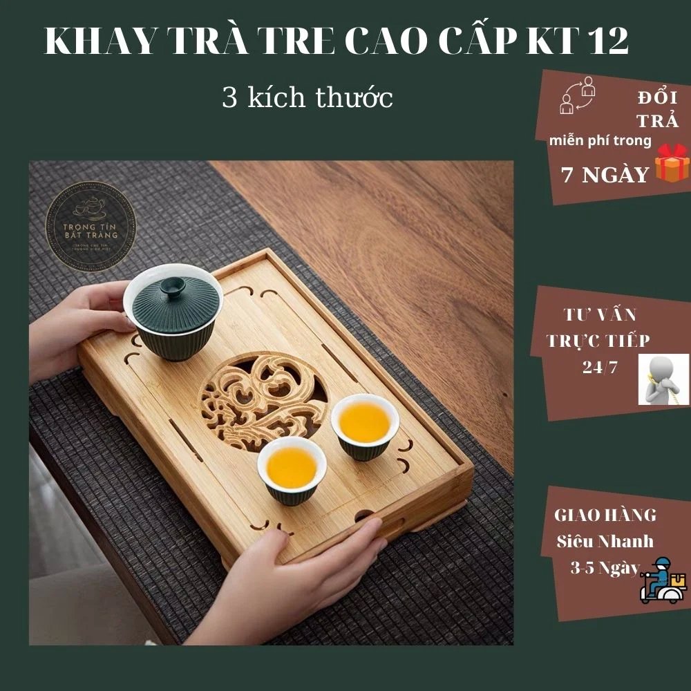 Khay Trà Tre Cao Cấp Chữ Nhật KT 12