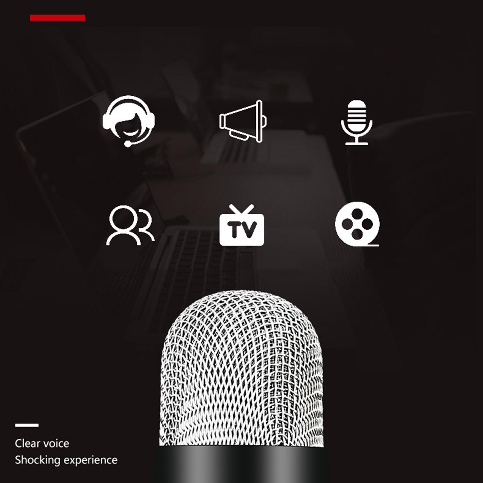Studio Condenser USB Microphone Computer PC Microphone Kit with Stand Black