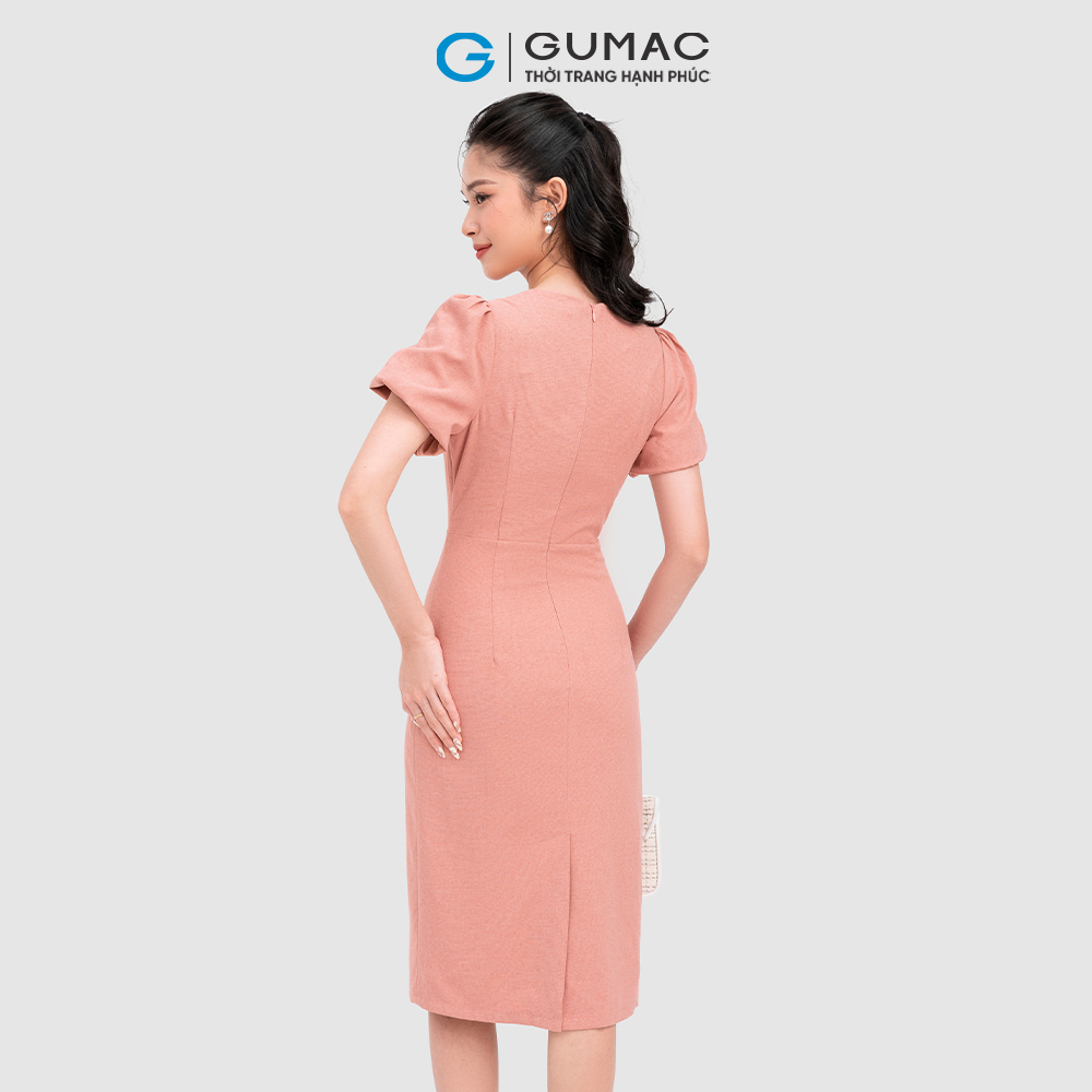 Đầm thêu viền cổ GUMAC DC11036 tay bí thanh lịch