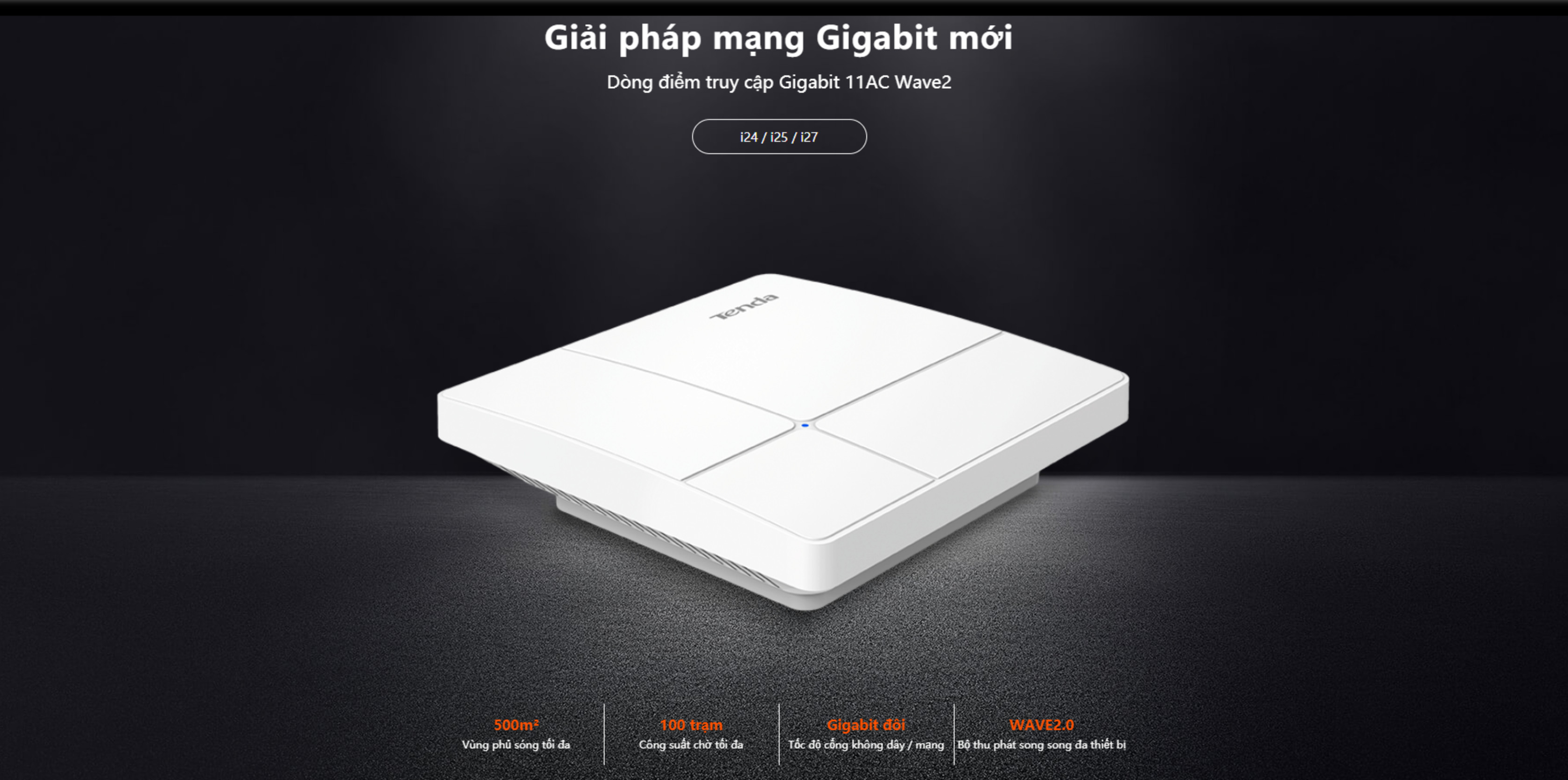 Thiết Bị Phát Wifi Tenda i24 Công Suất Cao 100Users Nguồn POE + Tặng Adapter - Hàng Nhập Khẩu