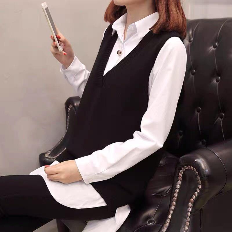 Áo Gile Len Nữ Hàn Quốc Cổ V 3 Màu Cực Dễ Phối Đồ Áo Len Mỏng Trơn Nhẹ Nhàng