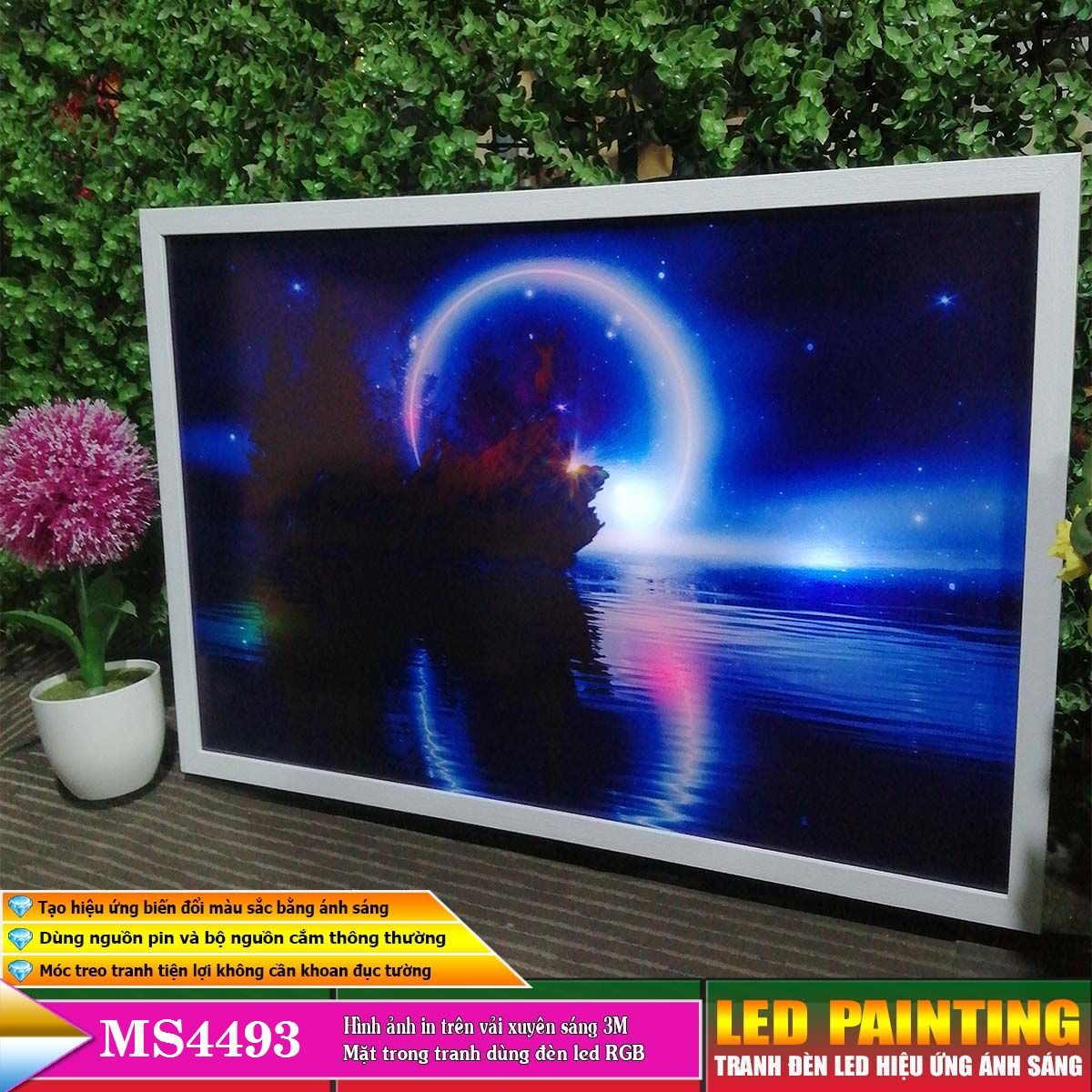 Tranh treo tường đèn led trang trí phòng khách, phòng ngủ hiệu ứng ánh sáng. KT: 60 x 40cm-MS:4493L6