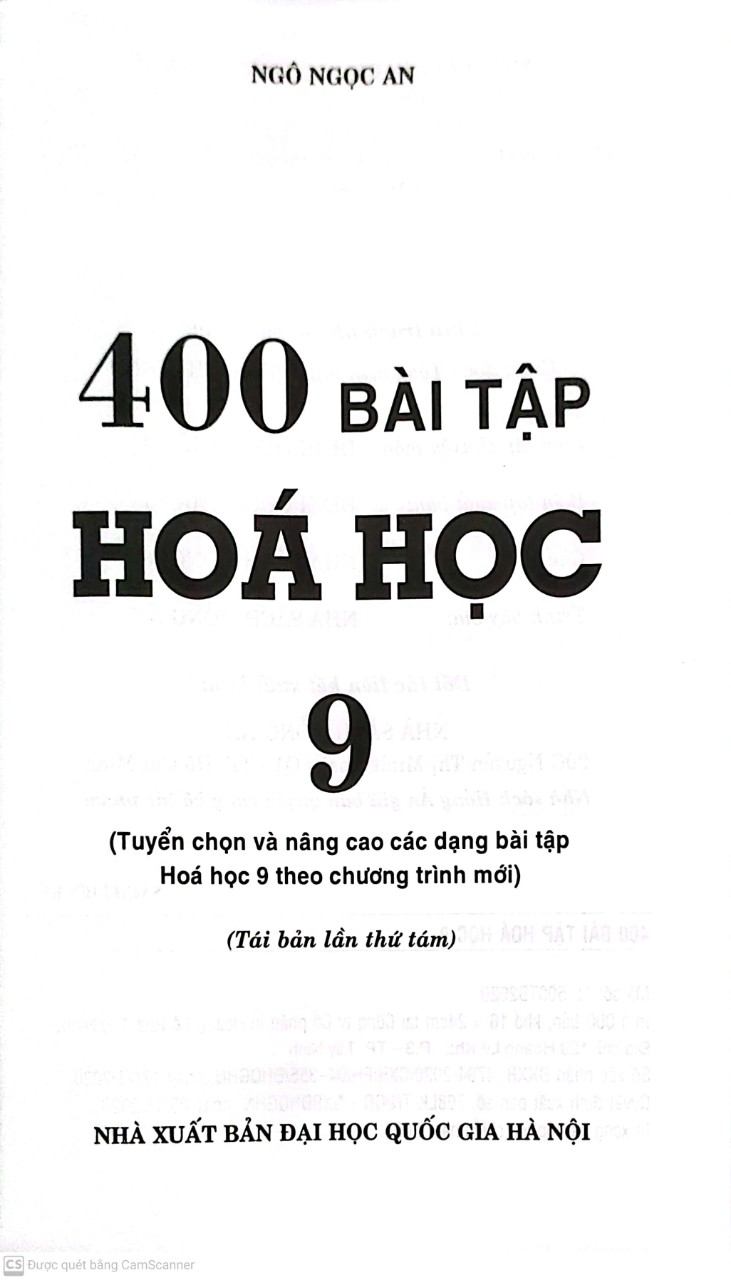 400 Bài Tập Hóa Học 9 - Ngô Ngọc An(Tái Bản)