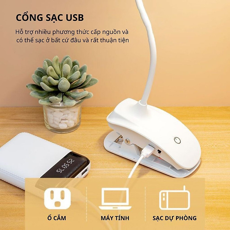 Đèn Bàn LED Có Thể Kẹp Và Có Thể Đứng Bảo Vệ Mắt Đèn Ngủ Sạc 3 Chế Độ Sáng
