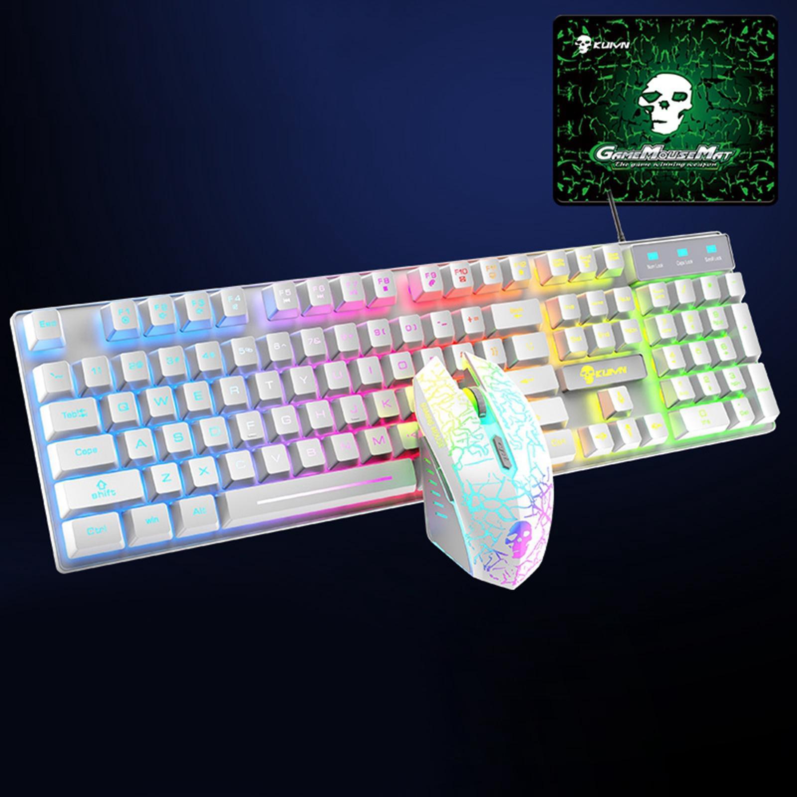 Gaming Wired RGB Backlit Keyboard Mouse Combo Mechanical Feeling, Compact 104 Keys