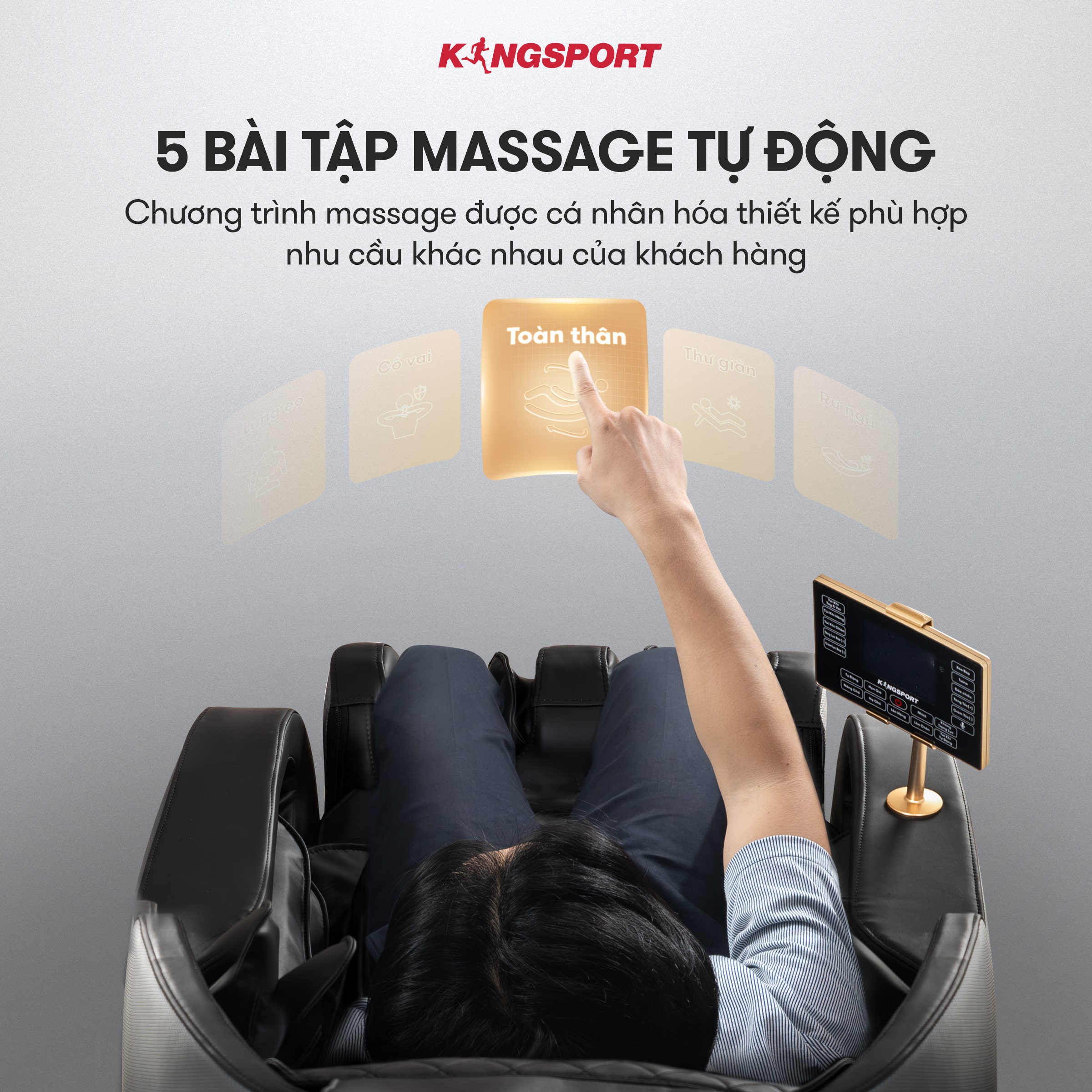 Ghế massage toàn thân KINGSPORT G8 với công nghệ làm ấm Warmtech, túi khí toàn thân massage nhiều cấp độ