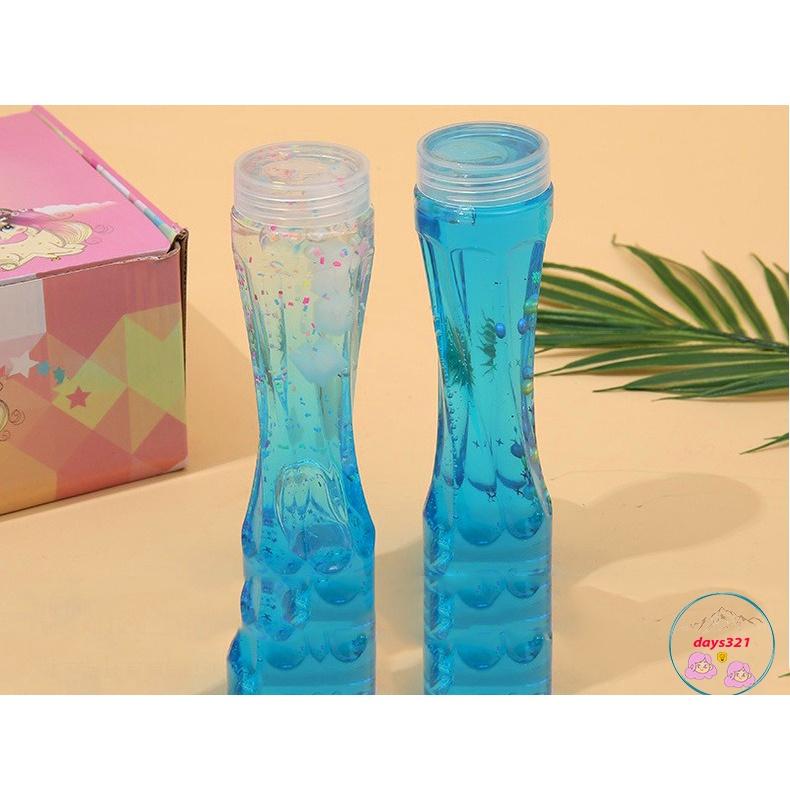 Slime DẠNG CHAI XOẮN 380ML charm nhũ đa dạng 9 màu cực đẹp Đồ chơi hũ slam chất nhờn ma quái squishy