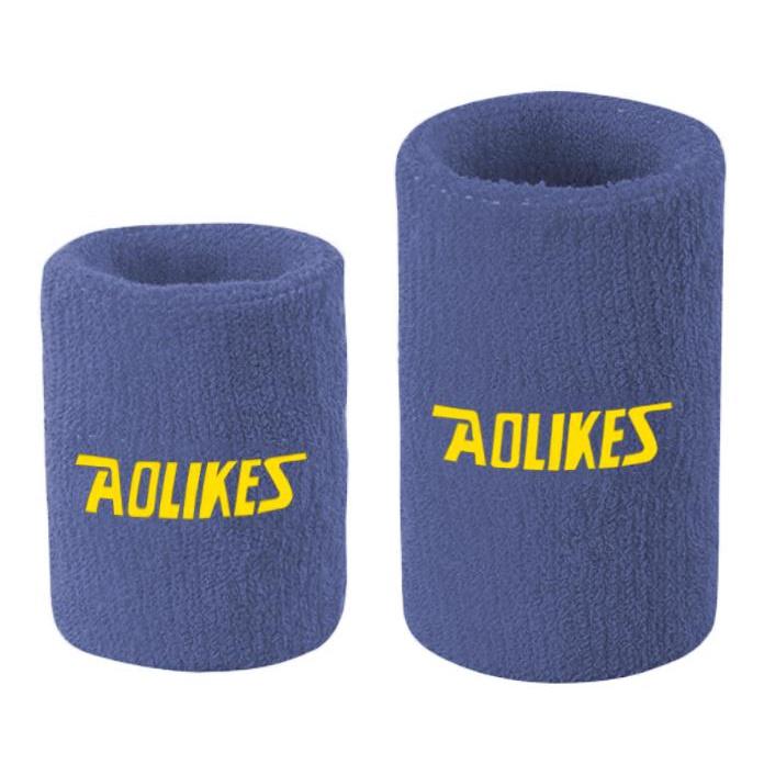 Băng Đô Đeo Cổ Tay Chặn Mồ Hôi Thể Thao Aolikes A0235 Chính Hãng - Xanh Xám, 1 Đôi 2 Chiếc