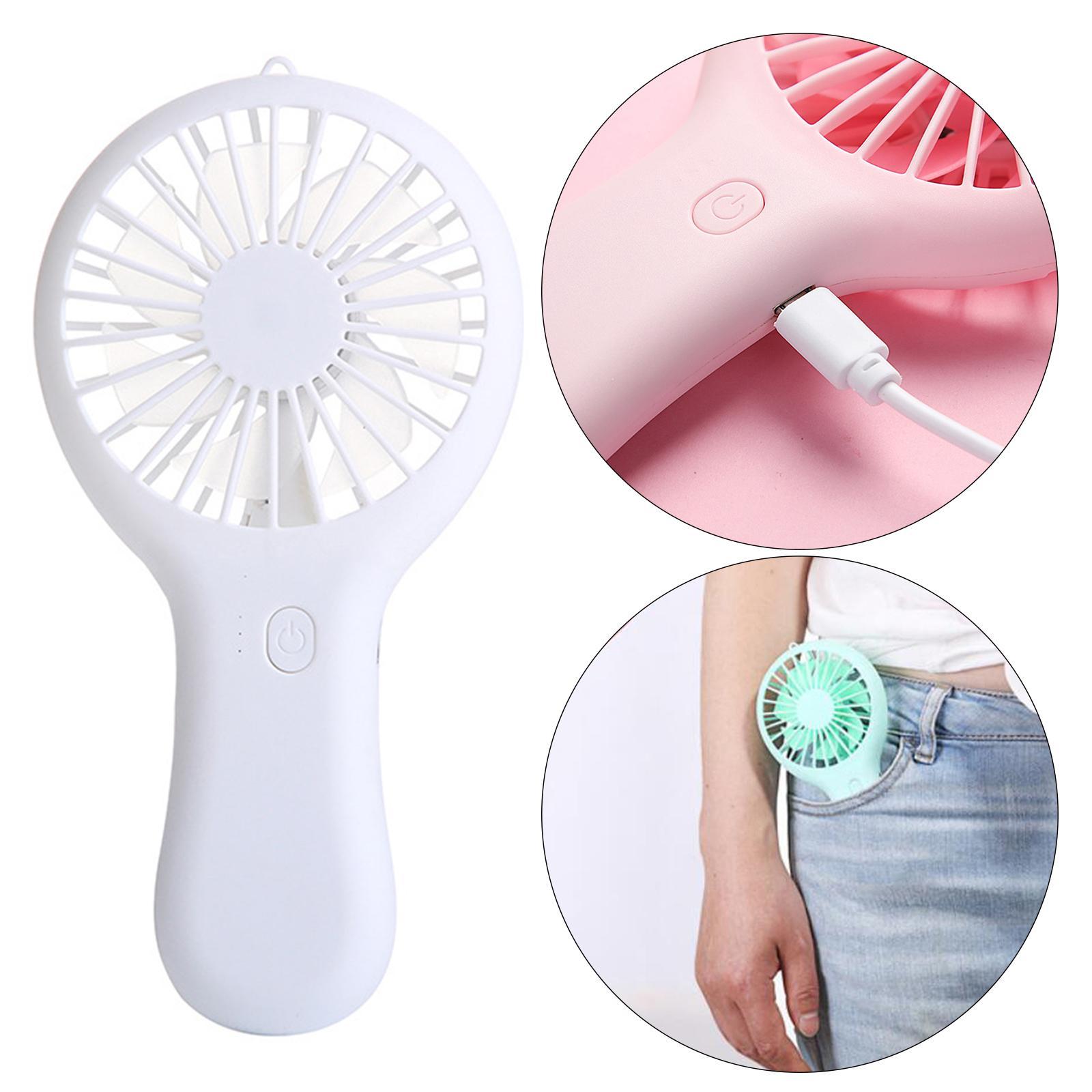 Portable Mini Handheld Fan USB Charging Mute for Camping Hiking White