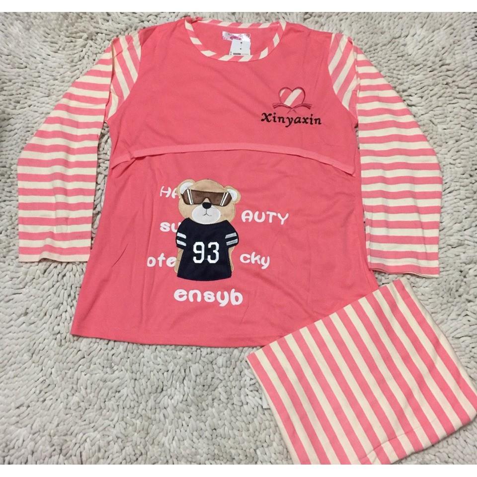 Bộ bầu dài tay mặc nhà cho con bú